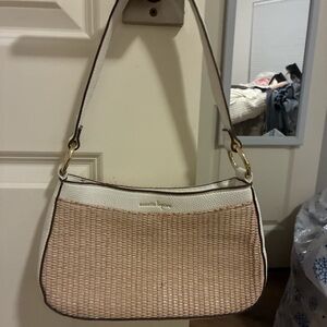 Michael Kors Woven Tan and White Shoulder Bag